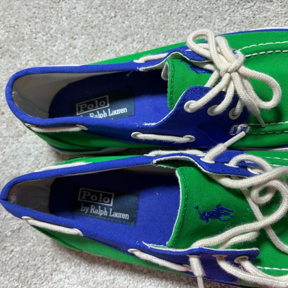Ralph‎ Lauren men’s blue/green boat shoes sz 8